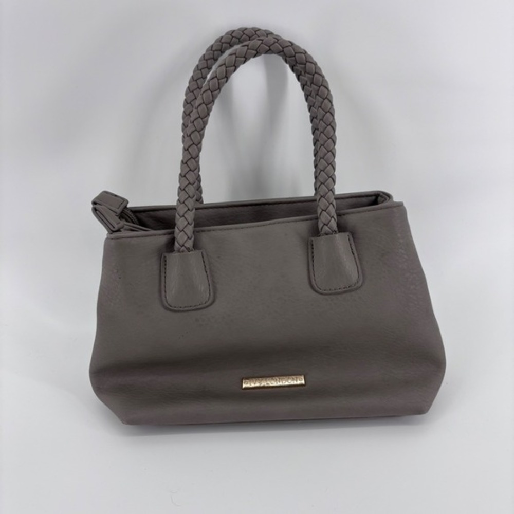 IVY LONDON Gray Taupe Faux Leather Top Handle Handbag Tote Timeless Neutral Boho